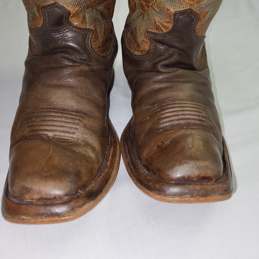 Justin Boots BRL610 Western Cowboy Boots Brown Leather Square Toe USA Size 7 - Picture 4 of 16